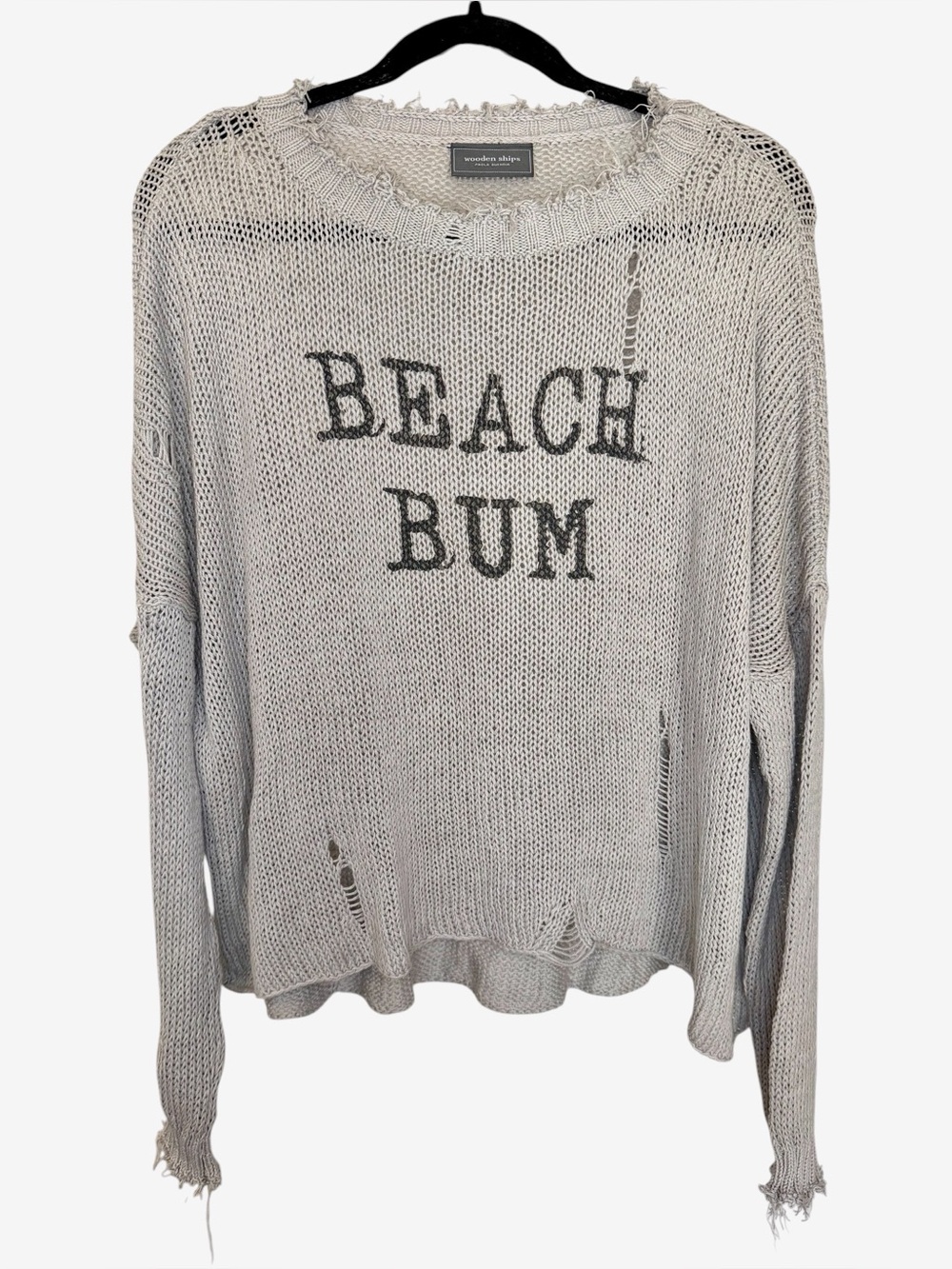 Wooden Ships BEACH BUM PRINTED DISTRESSED CREW COTTON Sweater Size X/L